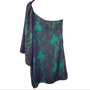 Y2K green paisley asymmetrical dress
